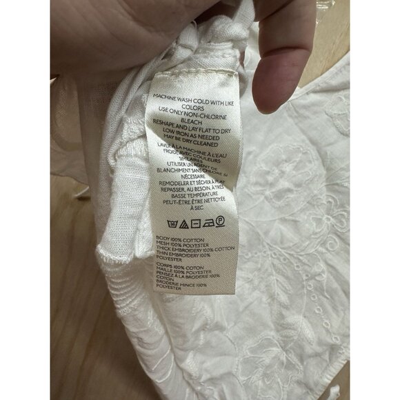 Free People White Faded Gardens Tank Size S Embroidered Floral Ties 2025 Scallop - Picture 4 of 7